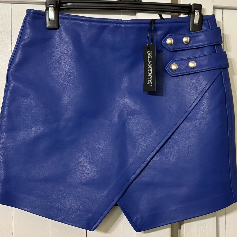 Blank NYC Vibrant Blue Faux Leather Skirt